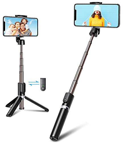 zelaxy Mini Selfie Stick Trépied Extensible 3 en 1 Perches Selfie Avec télécommande Sans Fil Tous Les liens de téléphones Petit et Pratique Vert 